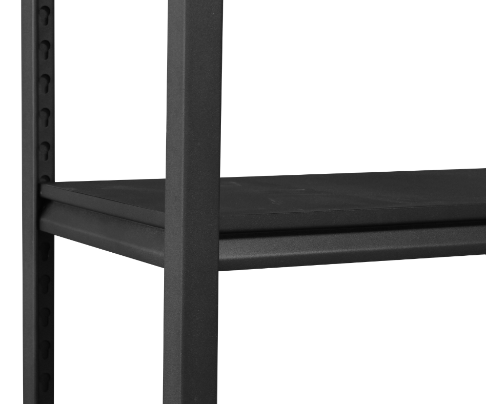 black rivet shelving shelf close up